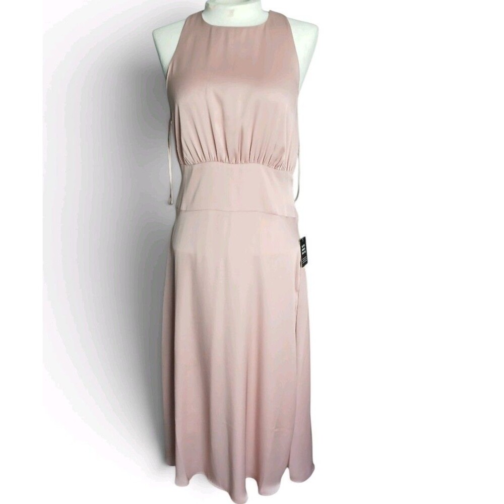 Express Blush Pink Sleeveless Midi Dress Women's Size S NWT High Neck Fit